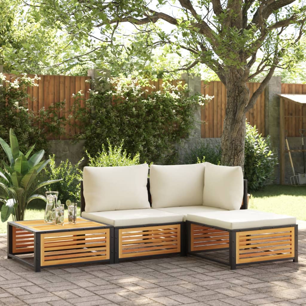 Sgabello da Giardino con Cuscini 68x68x30 cm Massello Acacia - homemem39