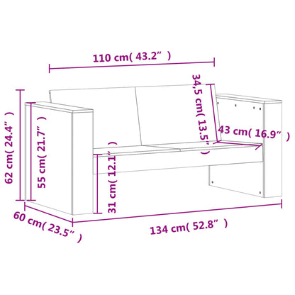 Set Salotto da Giardino 2 pz Marrone Cera Legno Massello Pino | homemem39