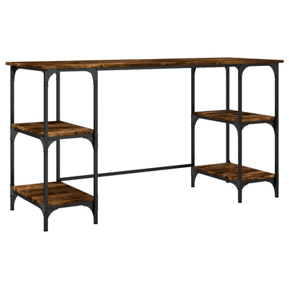 Scrivania Rovere Fumo 140x50x75 cm Metallo e Legno Multistrato | homemem39