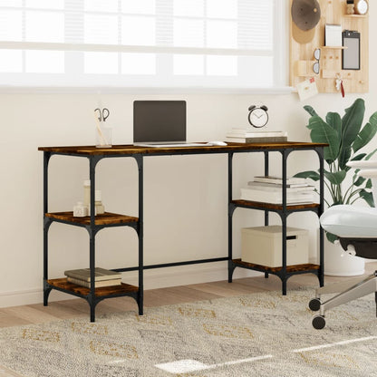Scrivania Rovere Fumo 140x50x75 cm Metallo e Legno Multistrato | homemem39