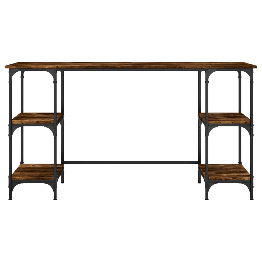 Scrivania Rovere Fumo 140x50x75 cm Metallo e Legno Multistrato | homemem39