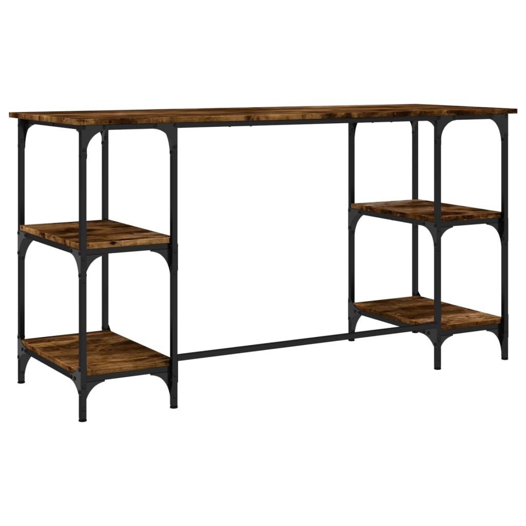 Scrivania Rovere Fumo 140x50x75 cm Metallo e Legno Multistrato | homemem39