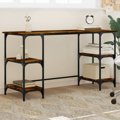 Scrivania Rovere Fumo 140x50x75 cm Metallo e Legno Multistrato | homemem39