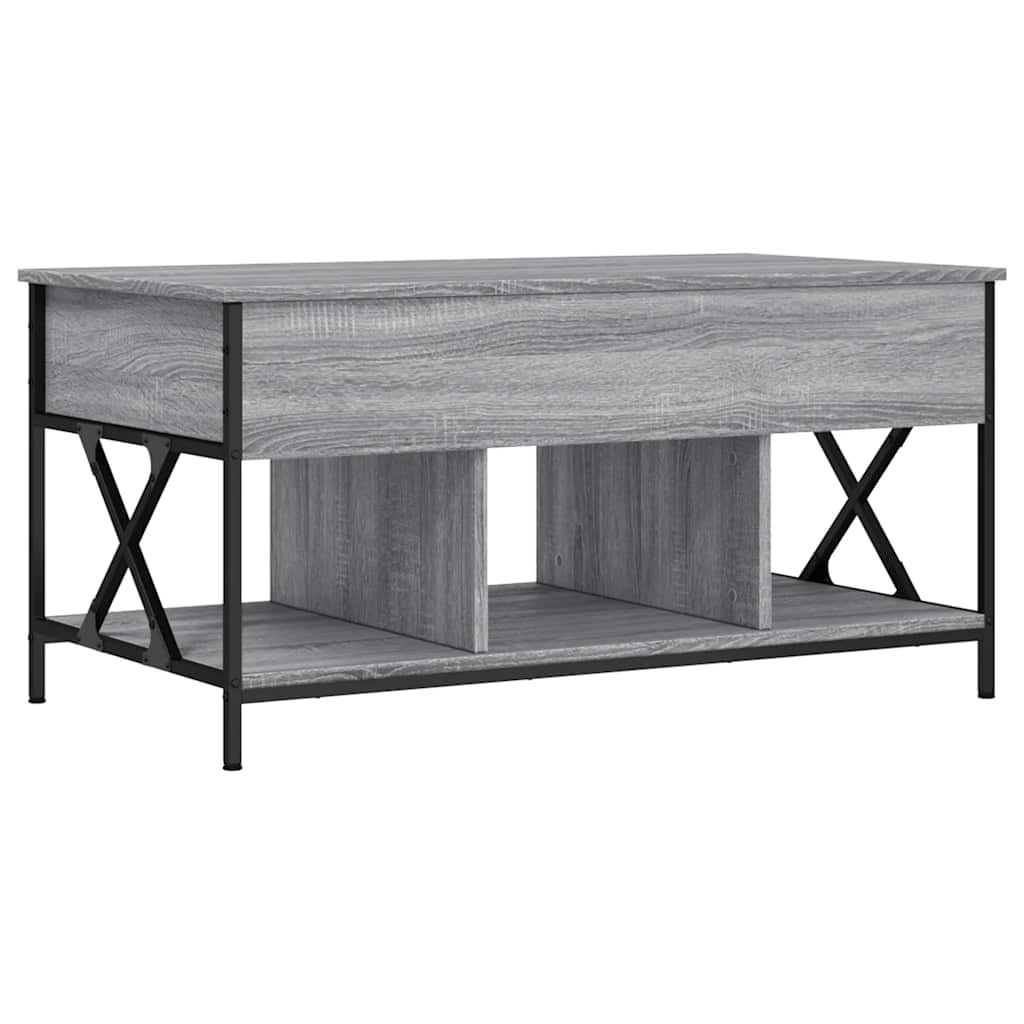 Tavolino Salotto Grigio Sonoma 100x55x50 cm Multistrato Metallo | homemem39