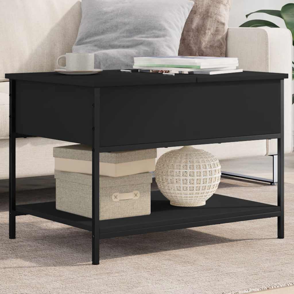 Tavolino da Salotto Nero 70x50x50cm Legno Multistrato Metallo | homemem39
