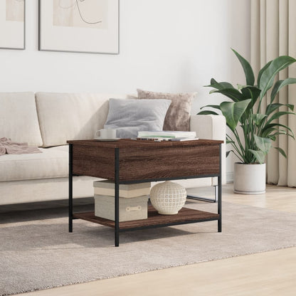 Tavolino Salotto Rovere Marrone 70x50x50cm Multistrato Metallo | homemem39
