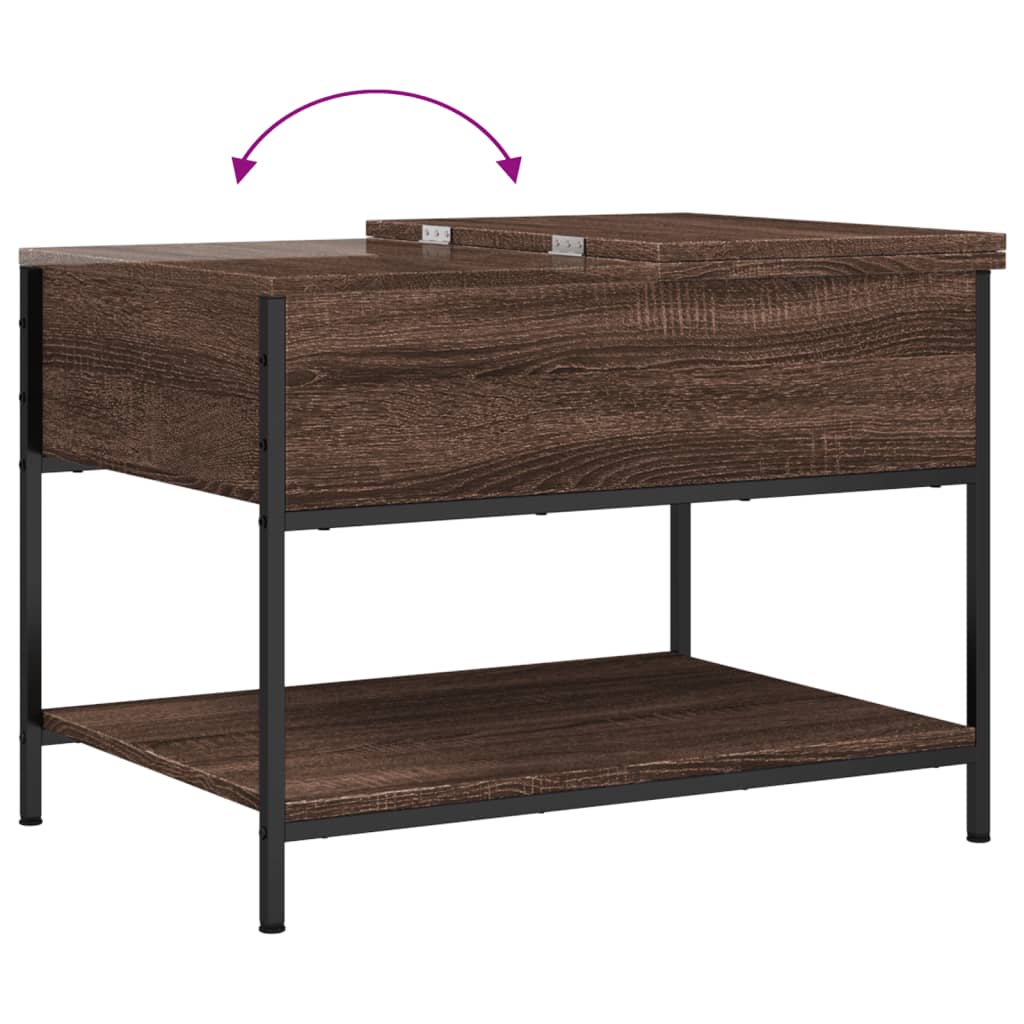 Tavolino Salotto Rovere Marrone 70x50x50cm Multistrato Metallo | homemem39