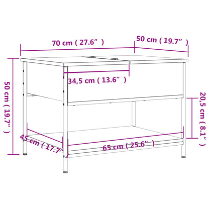 Tavolino Salotto Rovere Marrone 70x50x50cm Multistrato Metallo | homemem39