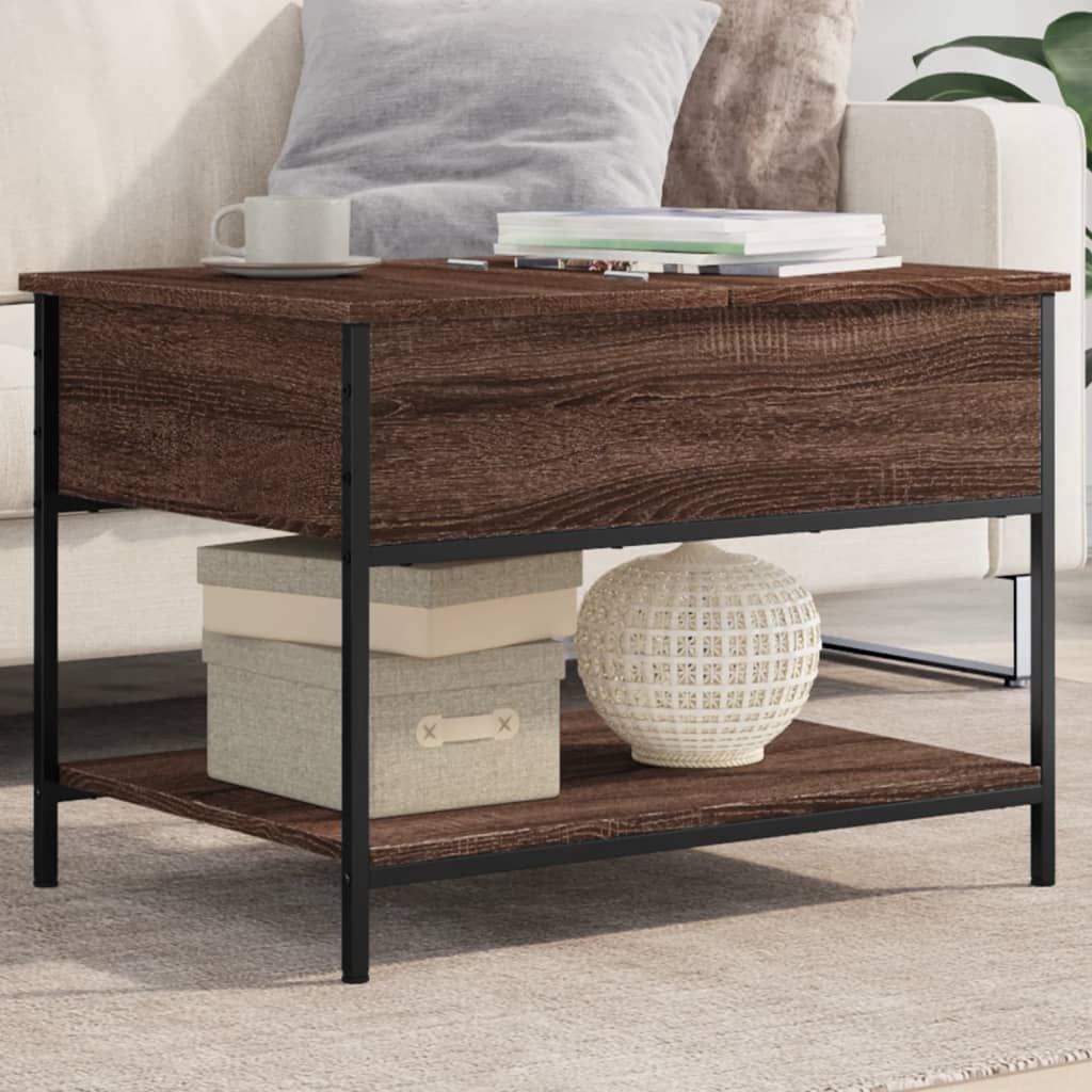 Tavolino Salotto Rovere Marrone 70x50x50cm Multistrato Metallo | homemem39
