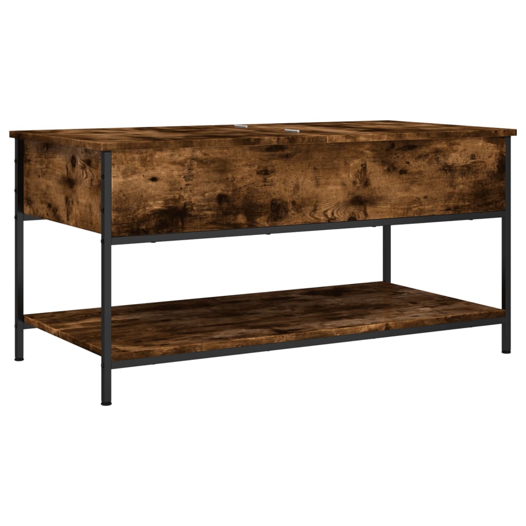 Tavolino Salotto Rovere Fumo 100x50x50 cm Multistrato e Metallo | homemem39