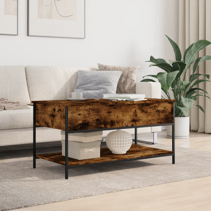 Tavolino Salotto Rovere Fumo 100x50x50 cm Multistrato e Metallo | homemem39