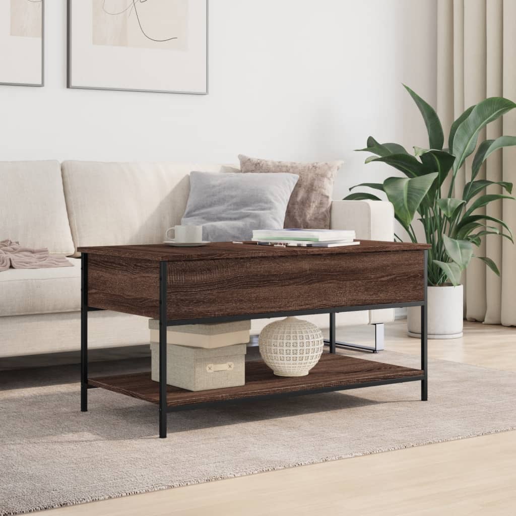 Tavolino Salotto Rovere Marrone 100x50x50cm Multistrato Metallo | homemem39