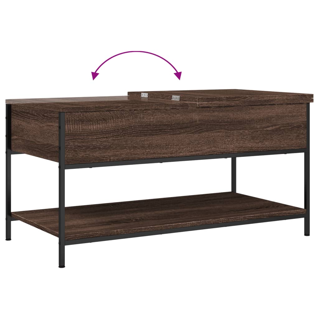 Tavolino Salotto Rovere Marrone 100x50x50cm Multistrato Metallo | homemem39