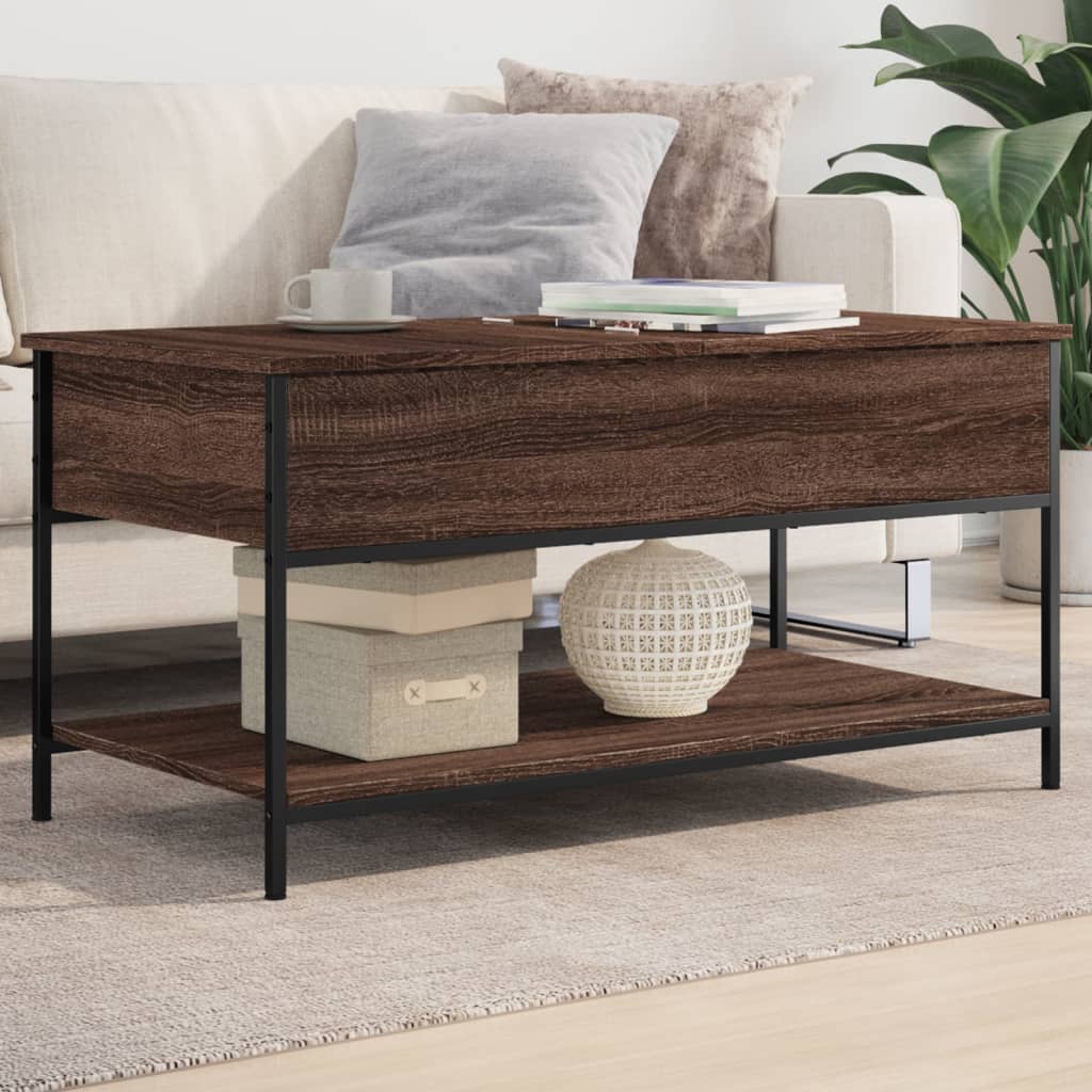 Tavolino Salotto Rovere Marrone 100x50x50cm Multistrato Metallo | homemem39