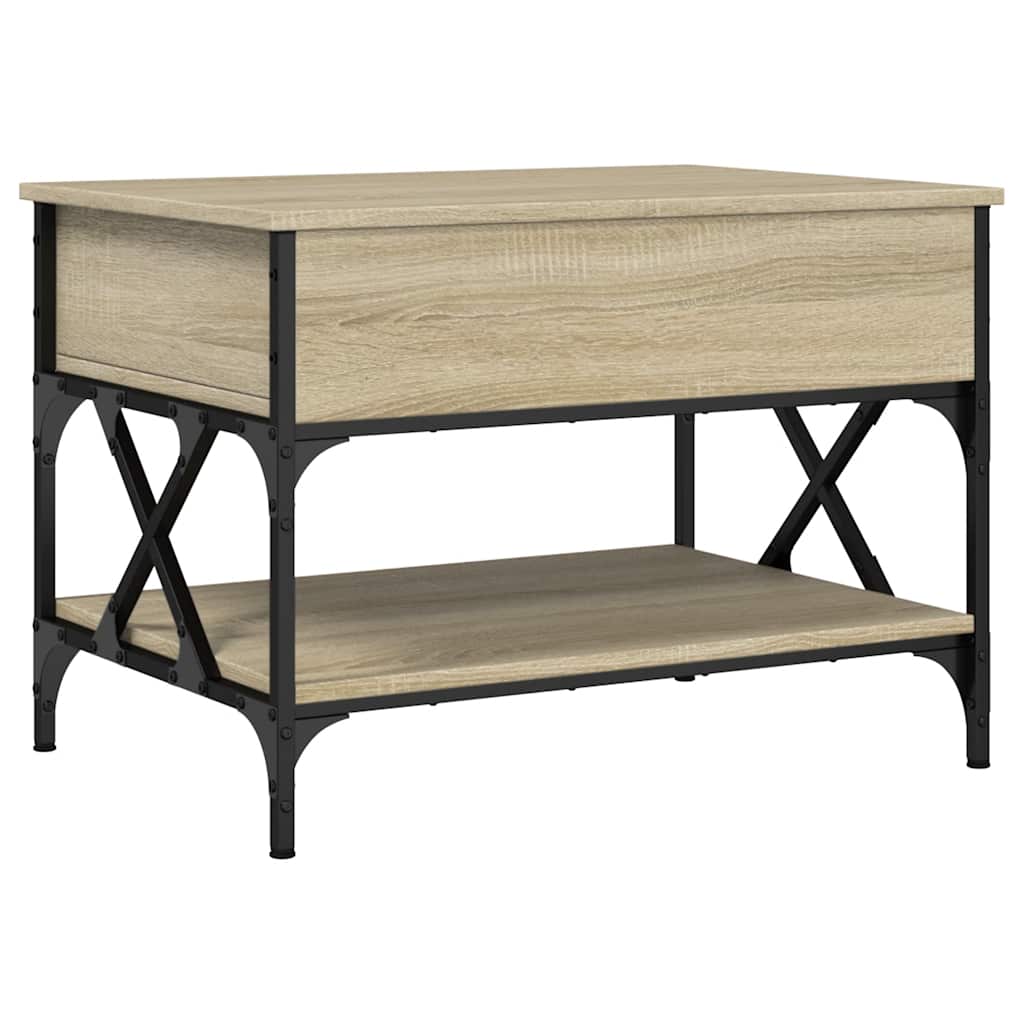 Tavolino Salotto Rovere Sonoma 70x50x50 cm Multistrato Metallo | homemem39
