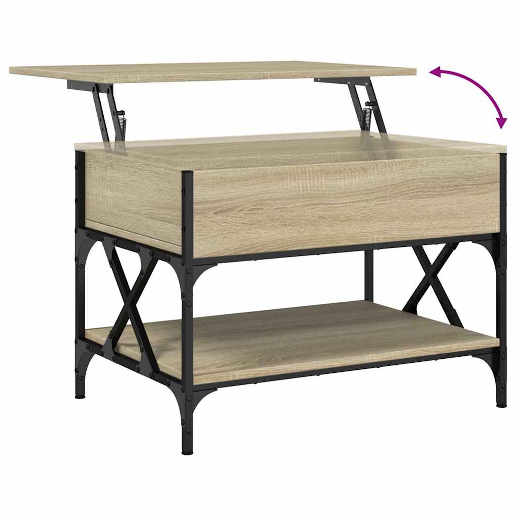 Tavolino Salotto Rovere Sonoma 70x50x50 cm Multistrato Metallo | homemem39