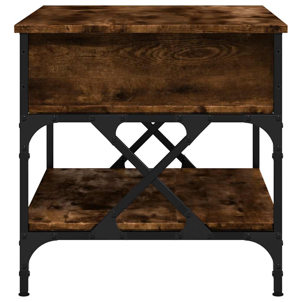 Tavolino Salotto Rovere Fumo 70x50x50 cm Multistrato e Metallo | homemem39