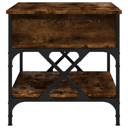 Tavolino Salotto Rovere Fumo 70x50x50 cm Multistrato e Metallo | homemem39