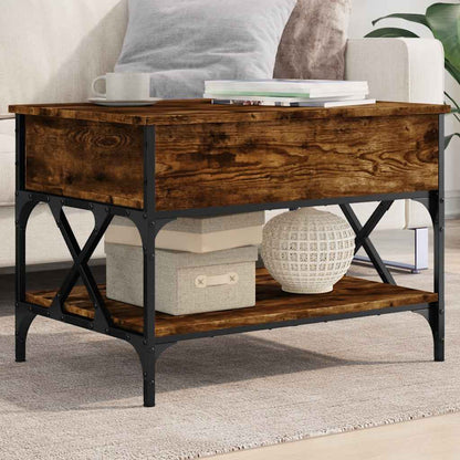 Tavolino Salotto Rovere Fumo 70x50x50 cm Multistrato e Metallo | homemem39