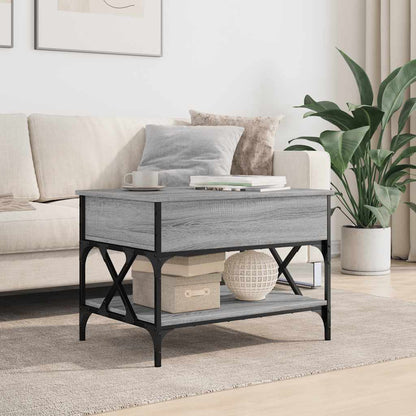 Tavolino Salotto Grigio Sonoma 70x50x50 cm Multistrato Metallo | homemem39