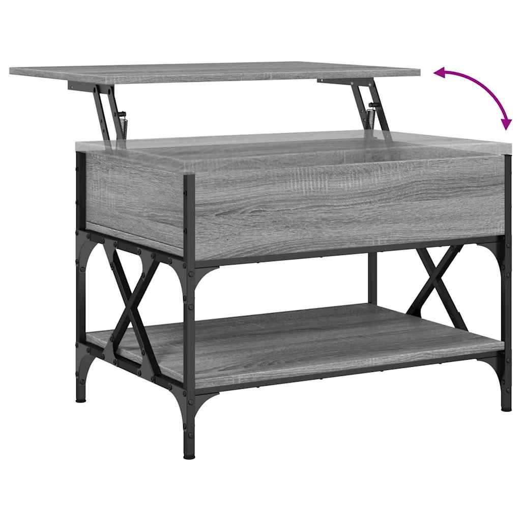 Tavolino Salotto Grigio Sonoma 70x50x50 cm Multistrato Metallo | homemem39