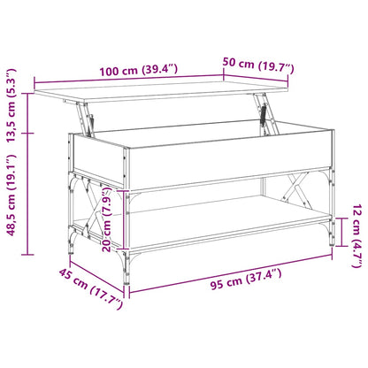 Tavolino Salotto Rovere Sonoma 100x50x50 cm Multistrato Metallo | homemem39