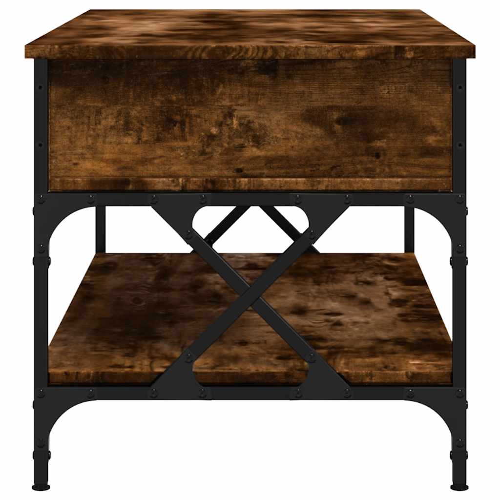 Tavolino Salotto Rovere Fumo 100x50x50 cm Multistrato e Metallo | homemem39