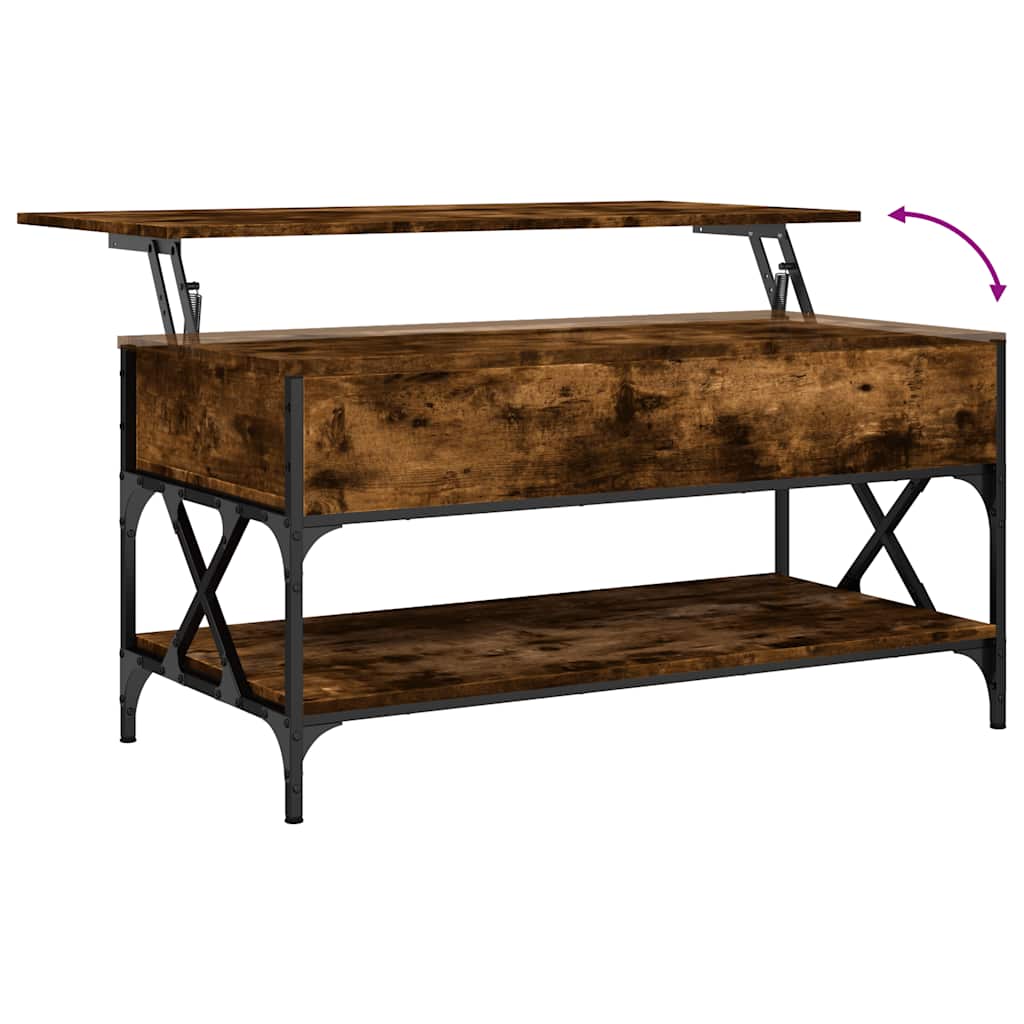 Tavolino Salotto Rovere Fumo 100x50x50 cm Multistrato e Metallo | homemem39