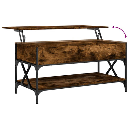 Tavolino Salotto Rovere Fumo 100x50x50 cm Multistrato e Metallo | homemem39