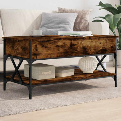 Tavolino Salotto Rovere Fumo 100x50x50 cm Multistrato e Metallo | homemem39