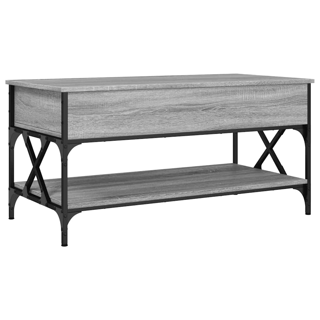 Tavolino Salotto Grigio Sonoma 100x50x50 cm Multistrato Metallo | homemem39