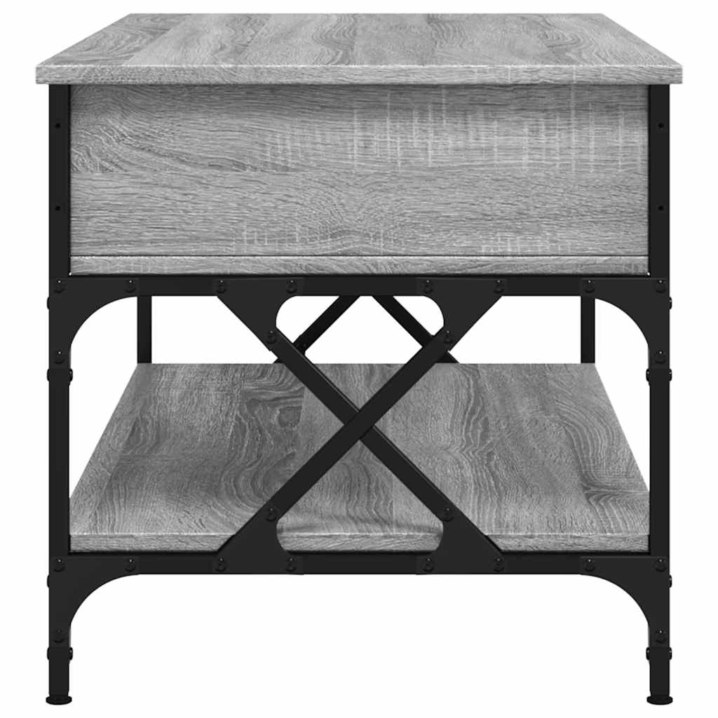 Tavolino Salotto Grigio Sonoma 100x50x50 cm Multistrato Metallo | homemem39