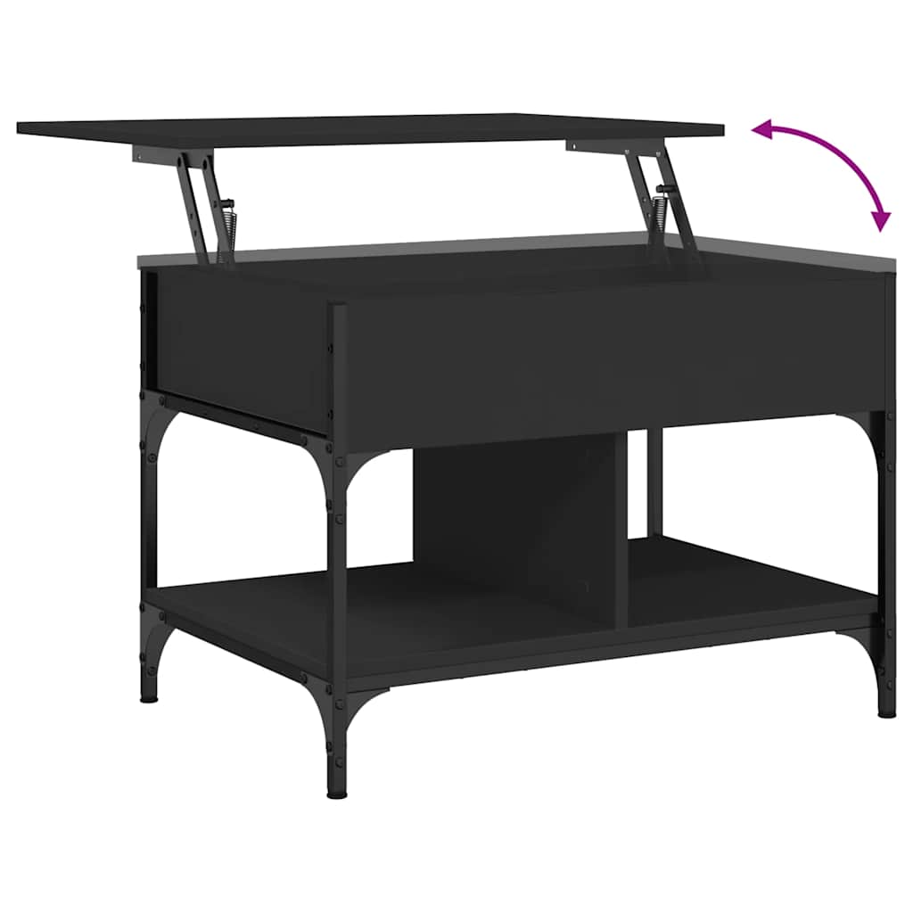 Tavolino da Salotto Nero 70x50x50cm Legno Multistrato Metallo | homemem39