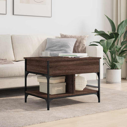 Tavolino Salotto Rovere Marrone 70x50x50cm Multistrato Metallo | homemem39