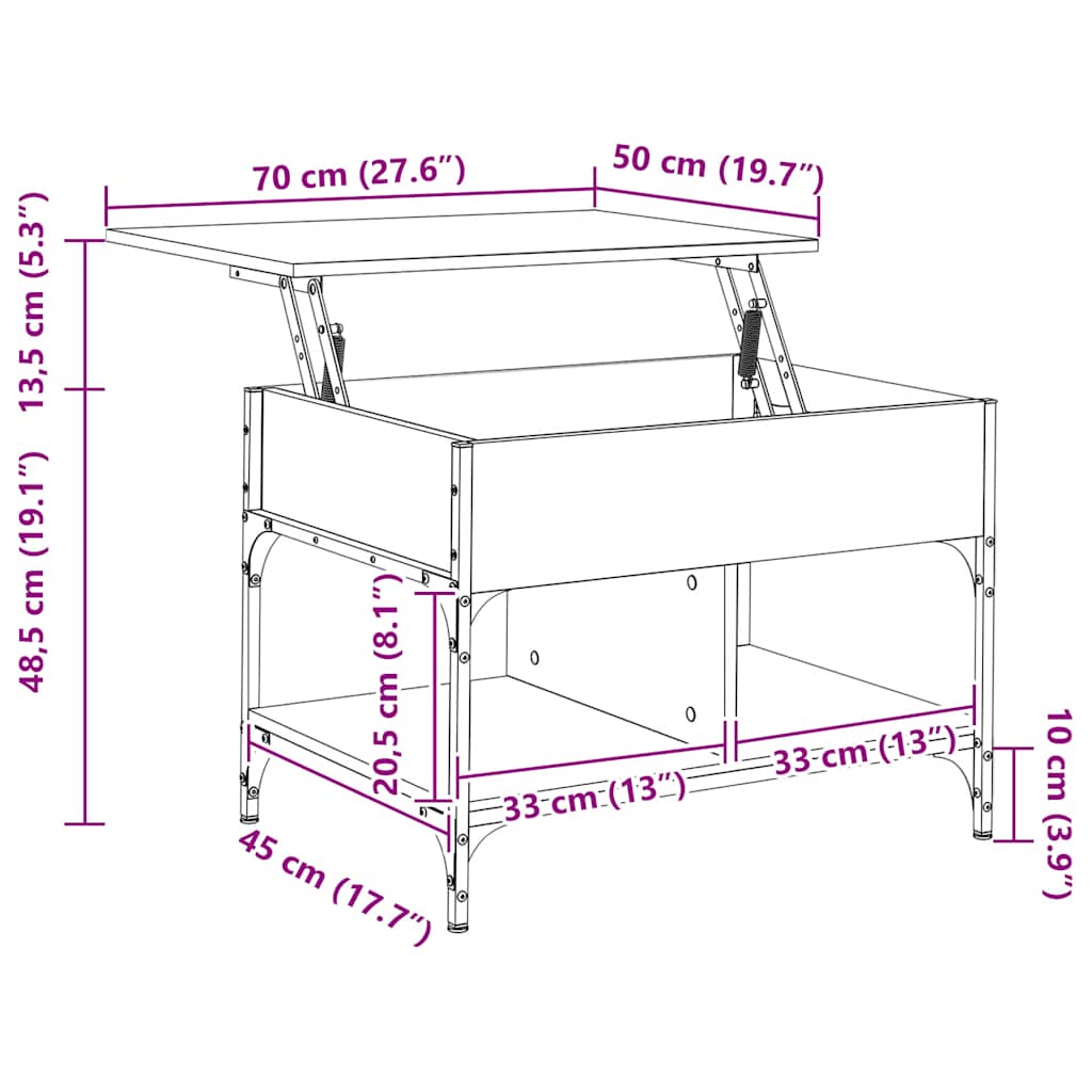 Tavolino Salotto Rovere Marrone 70x50x50cm Multistrato Metallo | homemem39