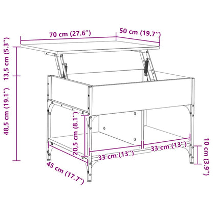 Tavolino Salotto Rovere Marrone 70x50x50cm Multistrato Metallo | homemem39