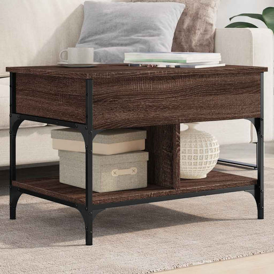 Tavolino Salotto Rovere Marrone 70x50x50cm Multistrato Metallo | homemem39