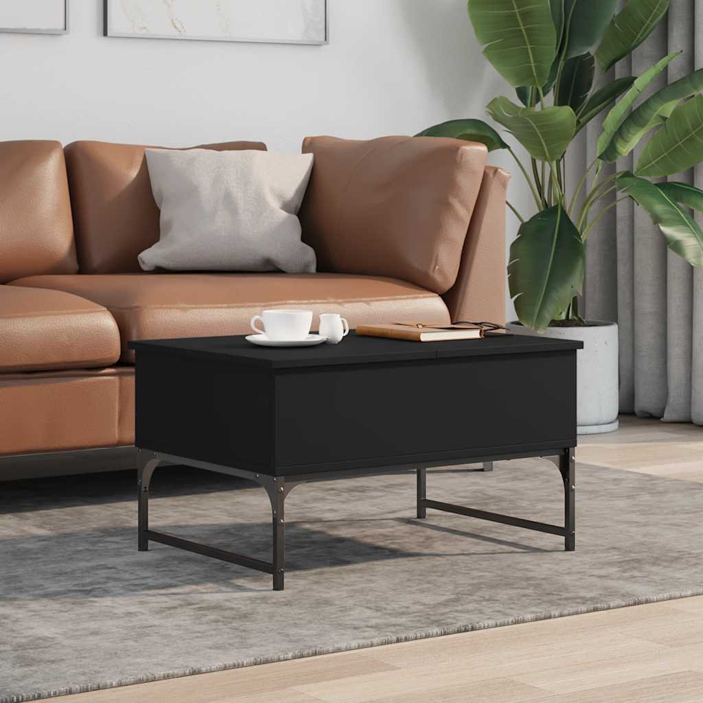 Tavolino da Salotto Nero 70x50x40 cm Legno Multistrato Metallo | homemem39