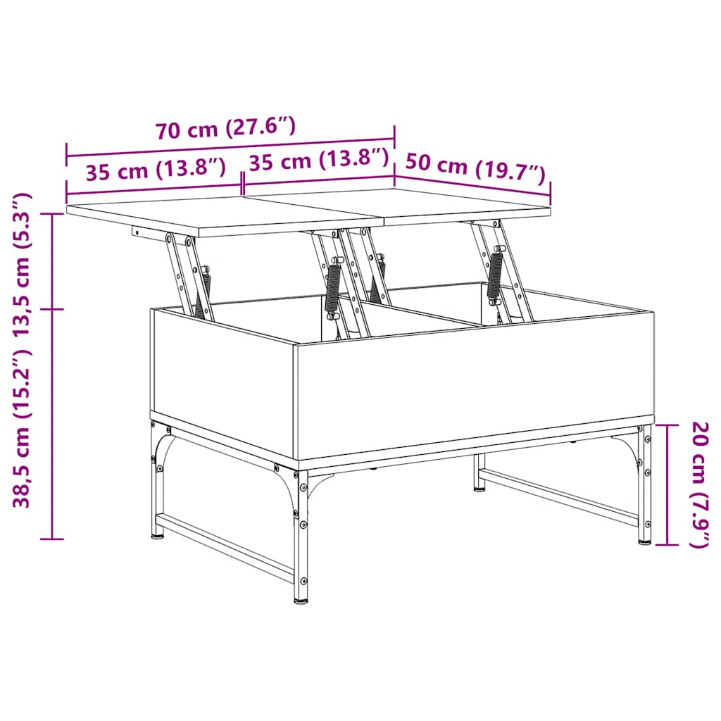 Tavolino Salotto Rovere Marrone 70x50x40cm Multistrato Metallo | homemem39