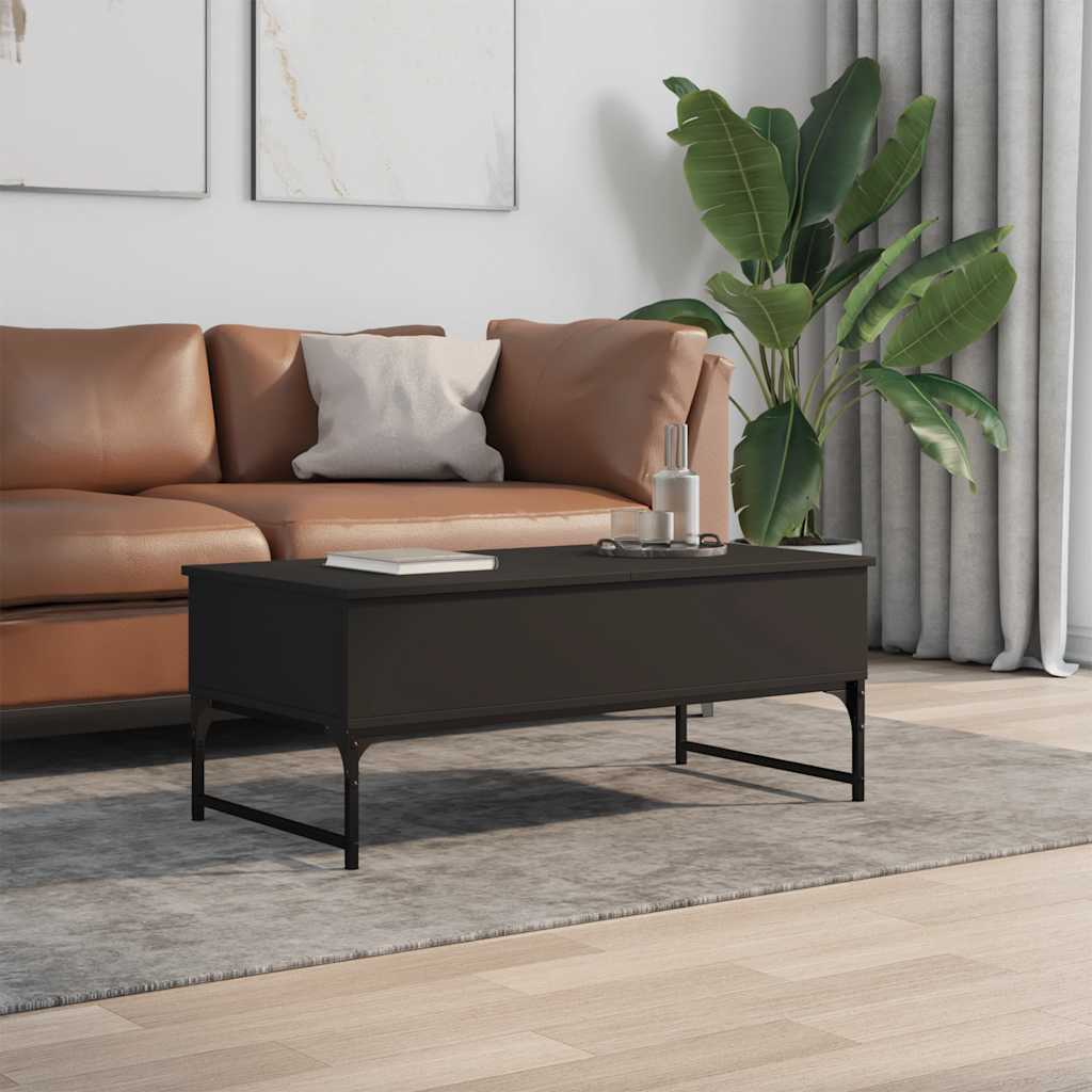 Tavolino Salotto Nero 100x50x40 cm Legno Multistrato e Metallo | homemem39