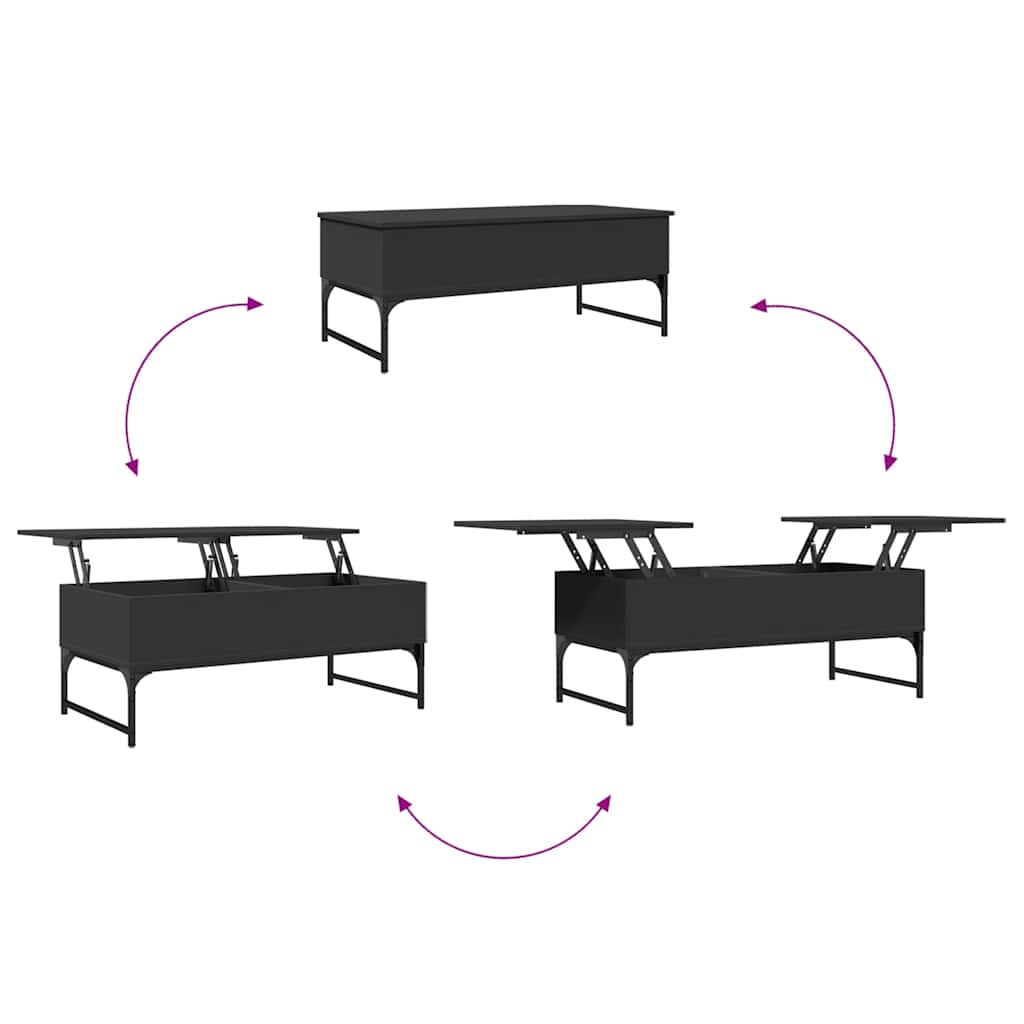 Tavolino Salotto Nero 100x50x40 cm Legno Multistrato e Metallo | homemem39