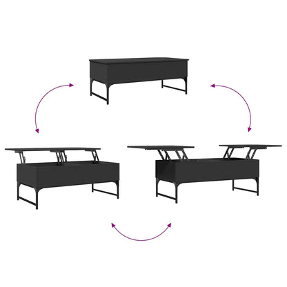 Tavolino Salotto Nero 100x50x40 cm Legno Multistrato e Metallo | homemem39