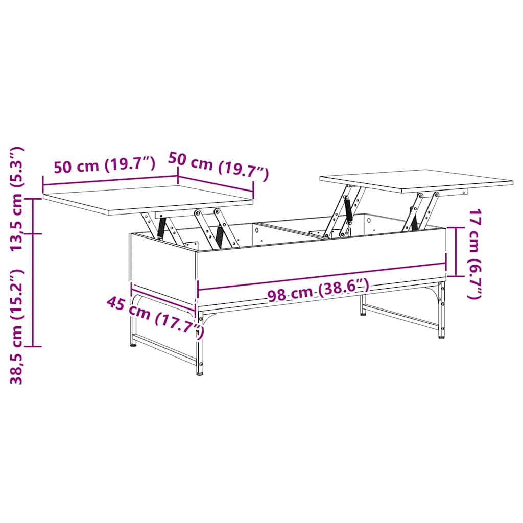 Tavolino Salotto Nero 100x50x40 cm Legno Multistrato e Metallo | homemem39