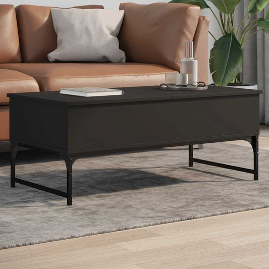 Tavolino Salotto Nero 100x50x40 cm Legno Multistrato e Metallo | homemem39