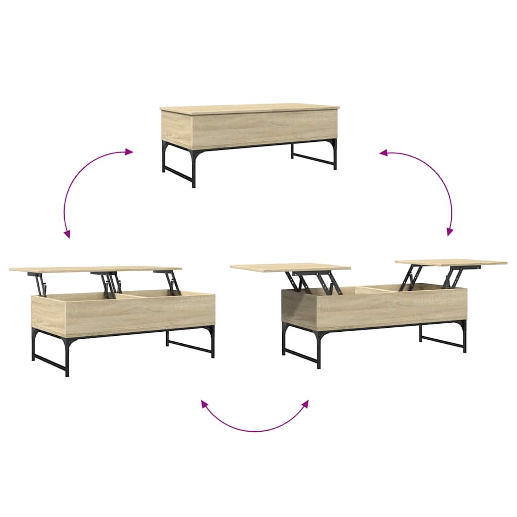 Tavolino Salotto Rovere Sonoma 100x50x40cm Multistrato Metallo | homemem39