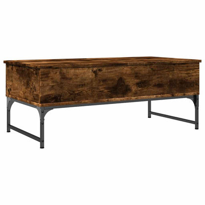 Tavolino Salotto Rovere Fumo 100x50x40cm Multistrato e Metallo | homemem39