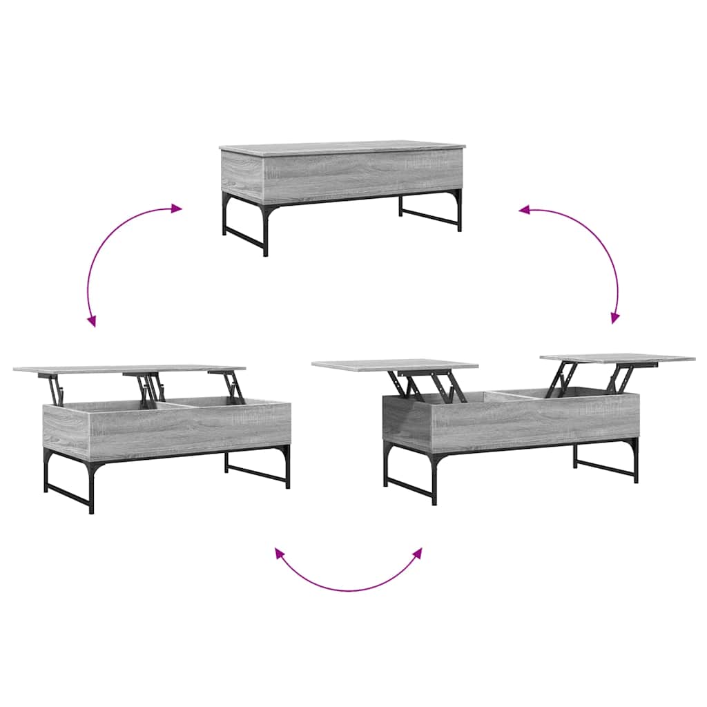 Tavolino Salotto Grigio Sonoma 100x50x40cm Multistrato Metallo | homemem39