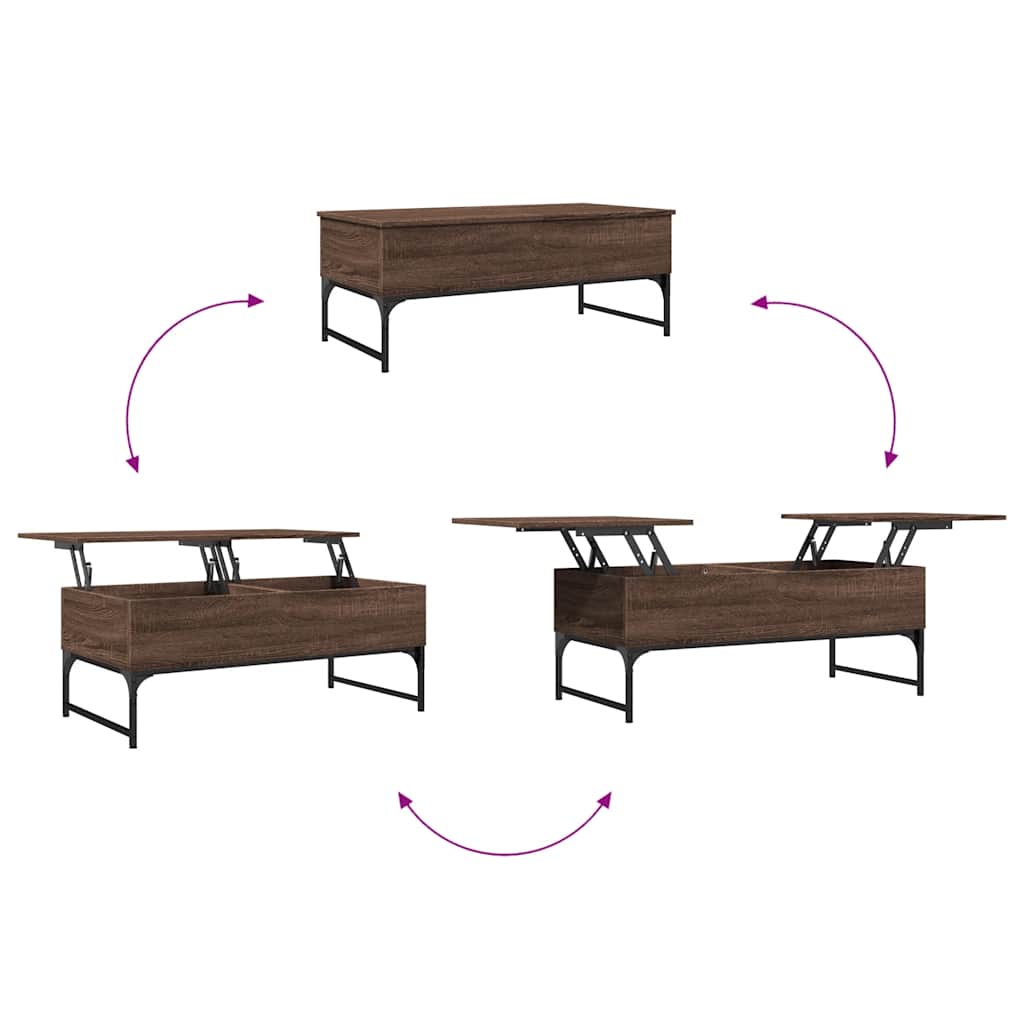 Tavolino Salotto Rovere Marrone 100x50x40cm Multistrato Metallo | homemem39