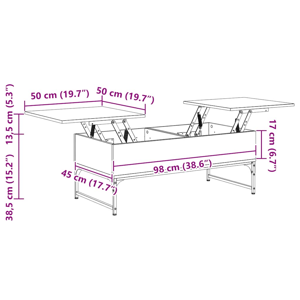 Tavolino Salotto Rovere Marrone 100x50x40cm Multistrato Metallo | homemem39