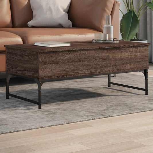 Tavolino Salotto Rovere Marrone 100x50x40cm Multistrato Metallo | homemem39